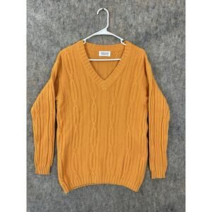 United Colors of Benetton Yellow Sweater Wool Made In Italy Small Chunky Knit*